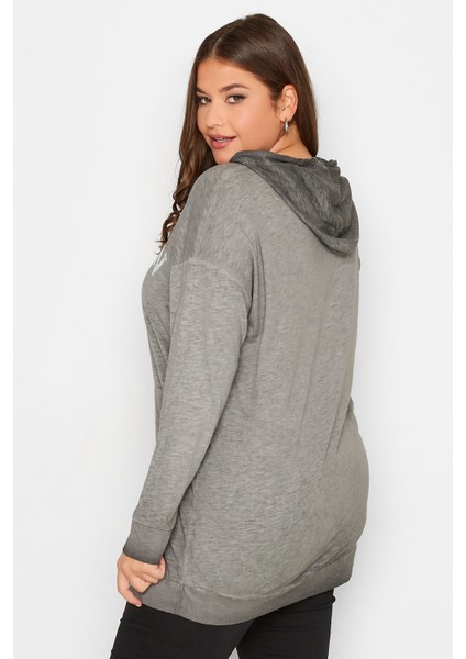 Büyük Beden Kapüşonlu Uzun Kollu Baskılı Sweatshirt 301145 fırsatları