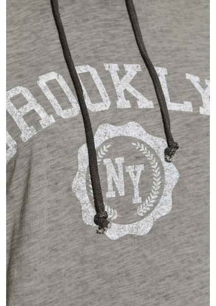 Büyük Beden Kapüşonlu Uzun Kollu Baskılı Sweatshirt 301145