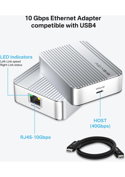 NT0201 Usb4 To 10GBPS Ethernet Dönüştürücü Adaptör - 10/100/1000/2.5G/5G/THUNDERBOLT 3/4/5 Uyumlu (NT0201) fiyatları