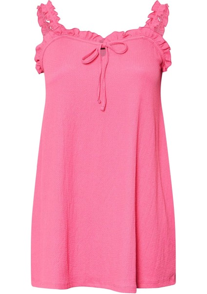 Büyük Beden Geniş Yaka Fırfır Askılı Kol Önü Bağlamalı Bluz 322689