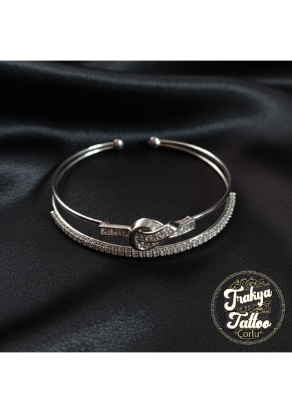 Zirkon Taşlı Su Yolu 2li Kurdele Kadın Çelik Kelepçe Bileklik Paslanmaz fiyatları
