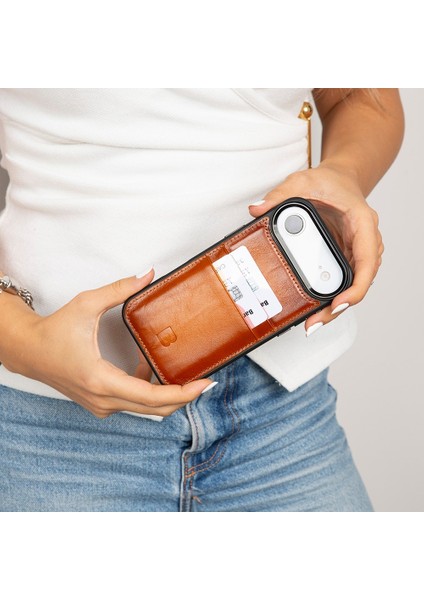 , Apple iPhone Air Için, Hakiki Deri, El Yapımı Kartlıklı Kılıf, Iç Yüzeyi Kadife, Gölgeli Taba fiyatları