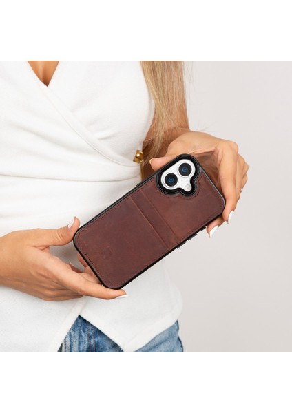 , Apple iPhone 17 Için, Hakiki Deri, El Yapımı Kartlıklı Kılıf, Iç Yüzeyi Kadife, Antik Kahve fiyatları