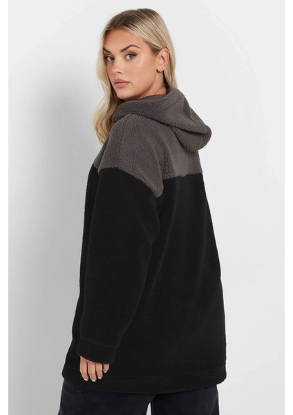 Büyük Beden Uzun Kollu Kapüşonlu ve Cepli Peluş Sweatshirt 303790 indirimleri