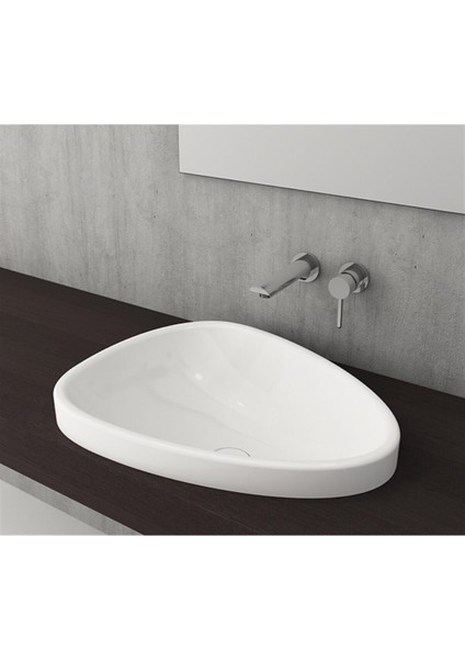 Etna Tezgah Üstü Lavabo 58 cm Parlak Beyaz 1112-001-0125, Logolu Süzgeç Kapağı ve Basmalı Süzgeç Dahil