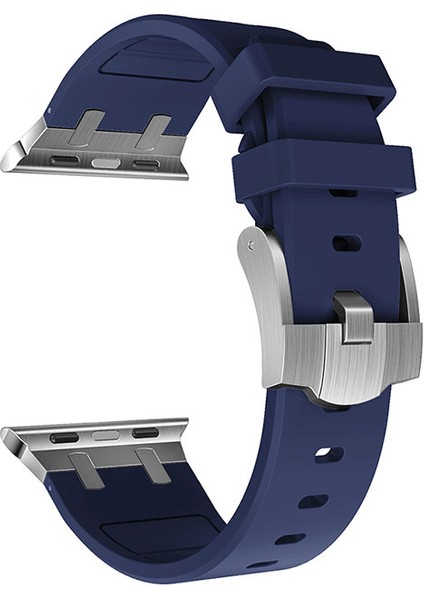 Apple Watch Se 3 (44MM) Uyumlu Metal Toka Tasarımlı Silikon Kordon-89 Lacivert modelleri