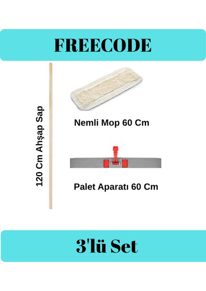 3'lü Set 60 cm (Palet+Sopa+Mop) Nemli Mop Zincir Dikiş