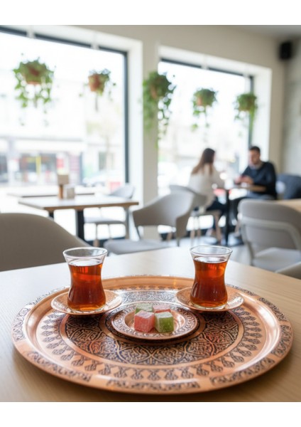 Bakır Tepsi-Bakır Işlemeli Tepsi - 34 cm modelleri