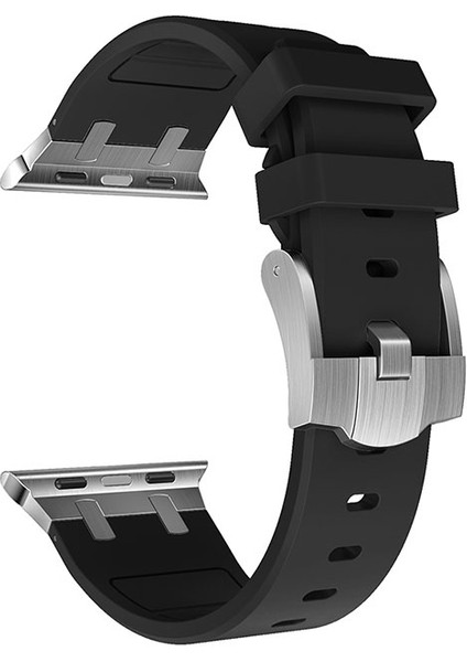 Apple Watch 9 (45MM) Uyumlu Metal Toka Tasarımlı Silikon Kordon-89 Siyah fiyatları