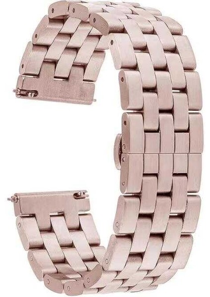 Xiaomi Watch S1 Uyumlu 22MM Bakla Görünümlü Metal Kordon-20 Rose Gold