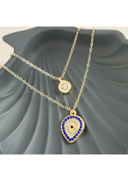 Allzey Damla Nazar Yeni Sezon Ikili Kolye-Sarı fiyatları