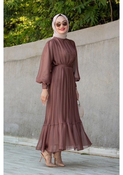 Mindy Drapeli Özel Gün Elbisesi-Kahve indirimleri