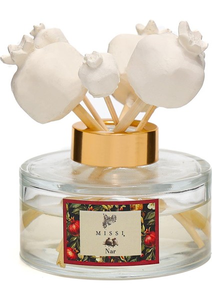 Yılbaşı 150 ml Seramik Taş Bambu Çubuklu Nar Oda Kokusu