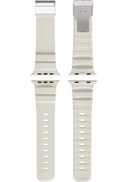 Apple Watch 9 (45MM) Uyumlu Metal Tokalı Silikon KORDON-145 Starlight fırsatları