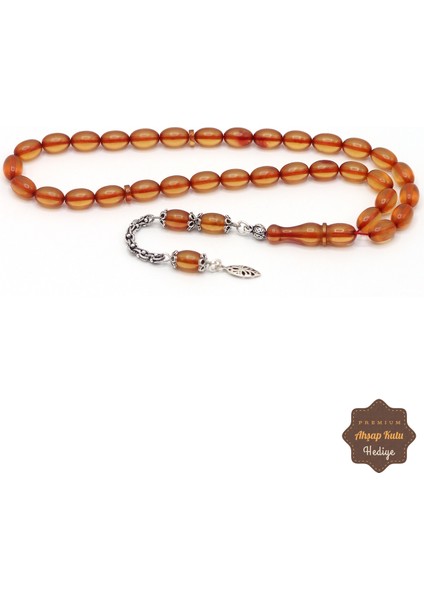 Açık Kahverengi Arpa Kesim Sıkma Kehribar Tesbih 201024701