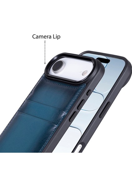 , Apple iPhone Air Için, Hakiki Deri, El Yapımı Kartlıklı Kılıf, Iç Yüzeyi Kadife, Gölgeli Mavi modelleri