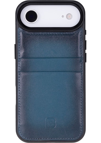 , Apple iPhone Air Için, Hakiki Deri, El Yapımı Kartlıklı Kılıf, Iç Yüzeyi Kadife, Gölgeli Mavi indirimleri