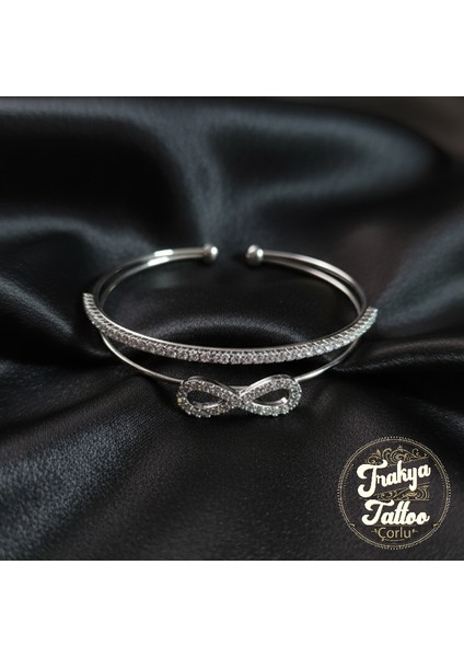 Zirkon Taşlı Su Yolu 2li Sonsuzluk Figürlü Kadın Çelik Kelepçe Bileklik Paslanmaz fiyatları