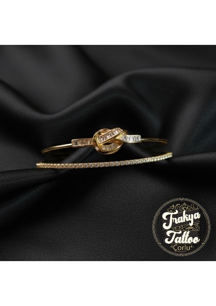 Zirkon Taşlı Su Yolu 2li Kurdele Kadın Çelik Kelepçe Bileklik Paslanmaz fiyatları