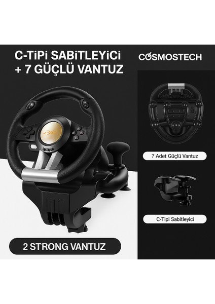 Pxn V3 Pro Yarış Direksiyonu Seti – Pedallı 180° Oyun Direksiyonu Siyah (Pc/ps4/xbox/switch) fiyatları