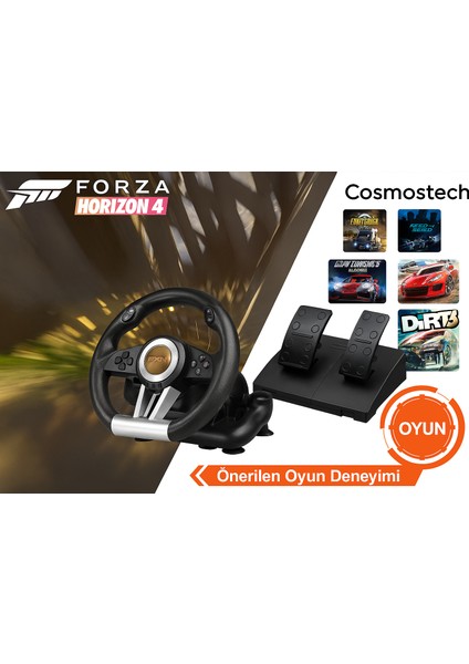 Pxn V3 Pro Yarış Direksiyonu Seti – Pedallı 180° Oyun Direksiyonu Siyah (Pc/ps4/xbox/switch)