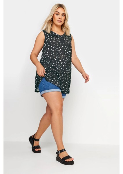 Büyük Beden V Yaka Dantel Detaylı Astarsız Sıfır Kollu Bluz 303245 fiyatları