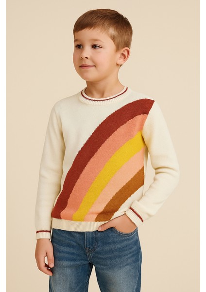 Ekru Renk Erkek Çocuk Triko Kazak