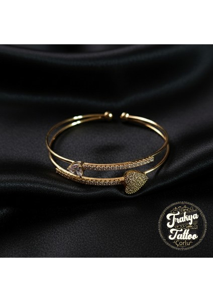Zirkon Taşlı Su Yolu 2li Kalpli Kadın Çelik Kelepçe Bileklik Paslanmaz fiyatları