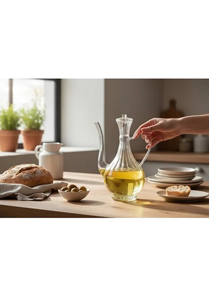 Mien 750 ml Çizgili Cam Yağlık | Borosilikat Cam Ibrik Şişe | Dayanıklı Cam Yağdanlık fırsatları