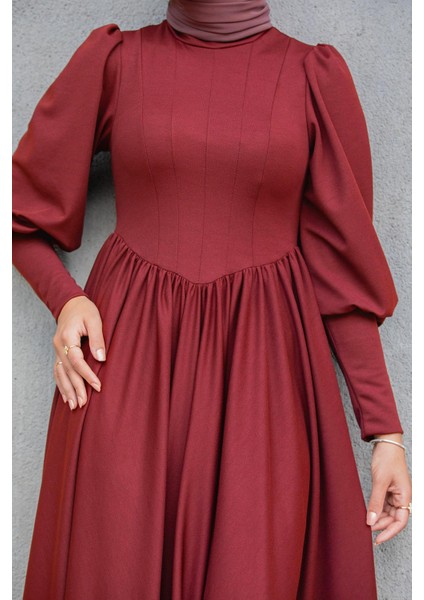 Madam Kuplu Tasarım Elbise-Bordo fiyatları
