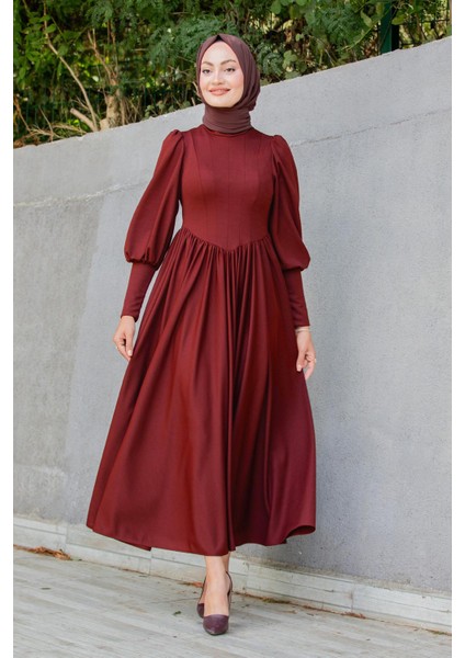 Madam Kuplu Tasarım Elbise-Bordo modelleri