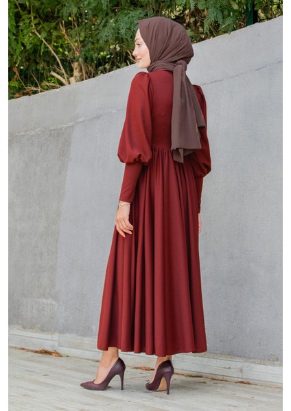 Madam Kuplu Tasarım Elbise-Bordo fırsatları