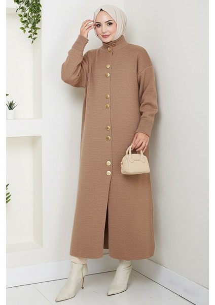 Reha Düğmeli Triko Hırka 1603 - Açık Kahve