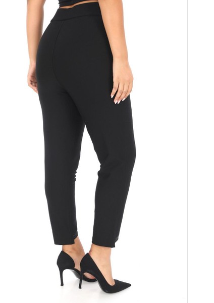 Büyük Beden Kadın Toparlayıcı Beli Lastikli Dar Paça Paçası Taşlı Pantolon modelleri
