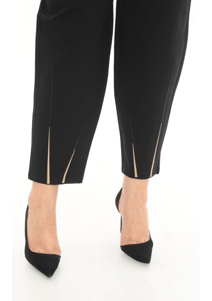 Büyük Beden Kadın Mom Fit Paça Taş Detaylı Ekstra Battal Pantolon fiyatları