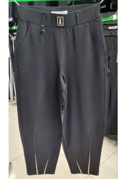 Büyük Beden Kadın Mom Fit Paça Taş Detaylı Ekstra Battal Pantolon fırsatları
