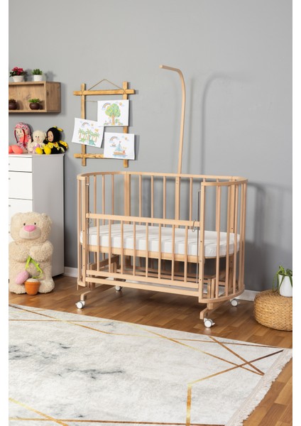 Ahşap Beşik Anne Yanı Beşik Organik (Boyasız) 60X120 - Tekerlekli Uyku Setsiz Tek Yataklı fiyatları