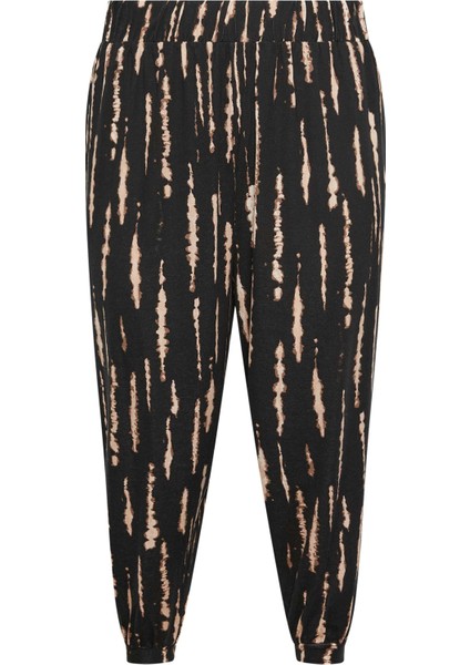 Büyük Beden Paçası Lastikli Likralı Esnek Kumaş Pantolon 145047