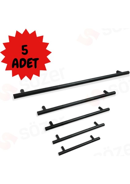5 Adet Mobilya Dolap Kapak Çekmece Kulpu 192MM Mat Siyah Metal Çubuk Kulp fırsatları