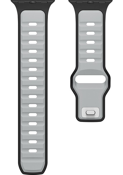 Apple Watch Ultra 3 (49MM) Uyumlu Yeni Tasarım Silikon KORDON-135 Gümüş-Siyah fırsatları