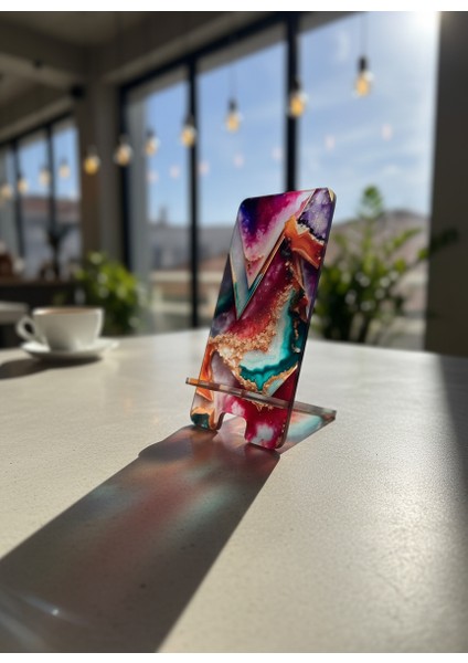 Pleksi Telefon Standı ve Telefon Tutucu Premium Geometrik Epoksi Baskı Tasarım modelleri