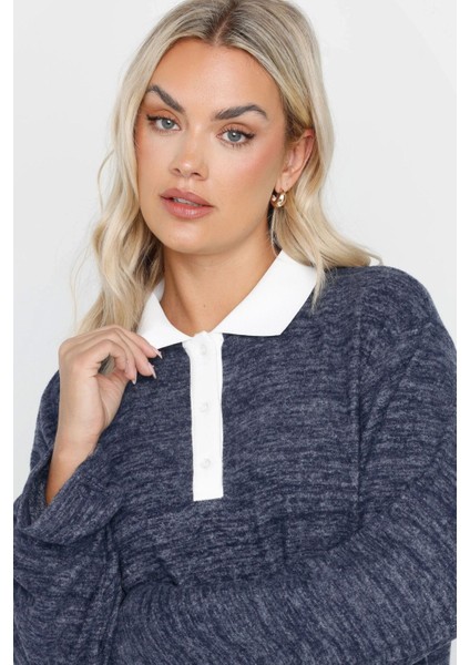 Büyük Beden Gömlek Yaka Uzun Kollu Yumuşak Dokulu Kazak 285043 fiyatları