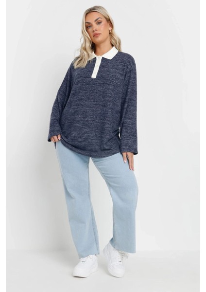 Büyük Beden Gömlek Yaka Uzun Kollu Yumuşak Dokulu Kazak 285043 fırsatları