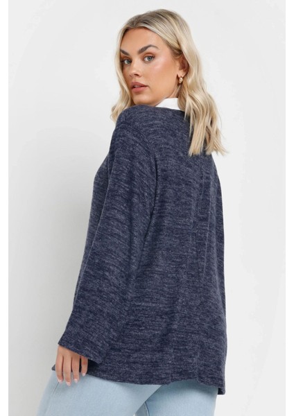 Büyük Beden Gömlek Yaka Uzun Kollu Yumuşak Dokulu Kazak 285043 indirimleri