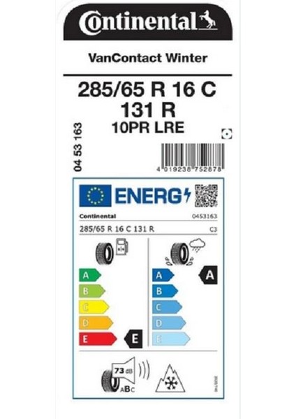 285/65 R16C 131R 10PR Vancontact Winter C 4 Oto Kış Lastiği (Üretim Yılı: 2025 ) fiyatları