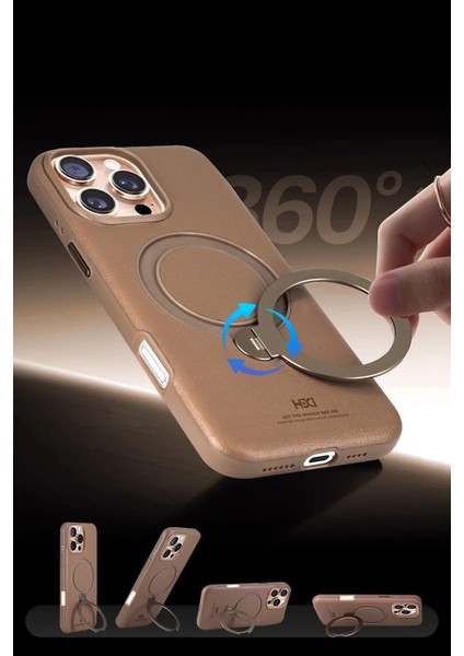 iPhone 16 Vapor Deri Magsafe Standlı Kılıf - Gold fiyatları