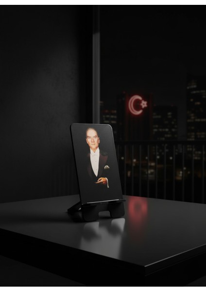 Pleksi Telefon Standı ve Telefon Tutucu Premium Atatürk Epoksi Baskı Tasarım