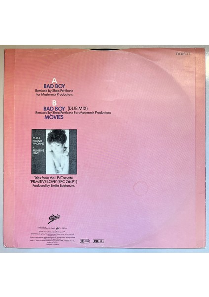 Miami Sound Machine Bad Boy (Remix) Maxi Single Plak Orijinal 1985 Dönem Avrupa Baskı Plak) fiyatları