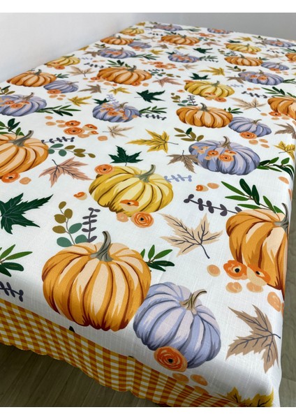 Bal Kabağı Desenli 6 Ila 8 Kişilik Dertsiz Modern Masa Örtüsü