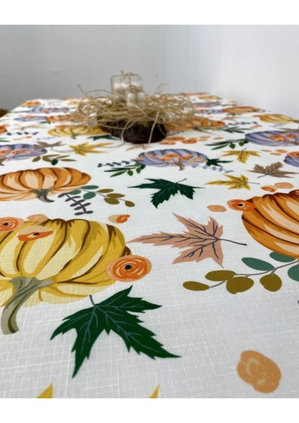 Bal Kabağı Desenli 6 Ila 8 Kişilik Dertsiz Modern Masa Örtüsü fırsatları